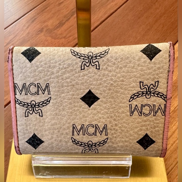 MCM Signature Monogram Pink and Purple Pebbled Leather Wallet - Picture 11 of 12